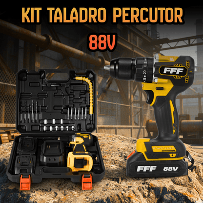 KIT TALADRO AMARILLO PERCUTOR 3en1