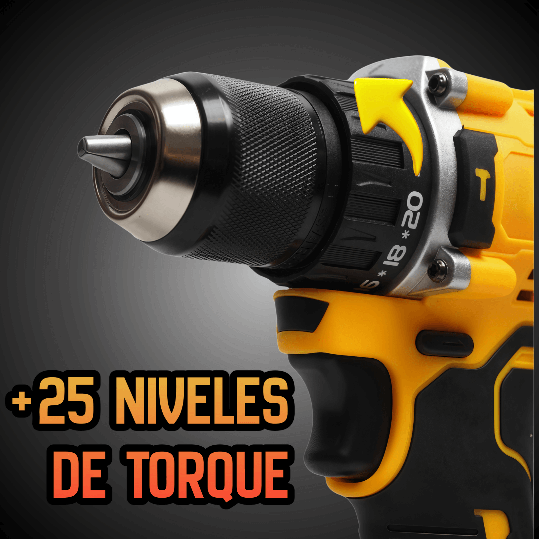 KIT TALADRO AMARILLO PERCUTOR 3en1