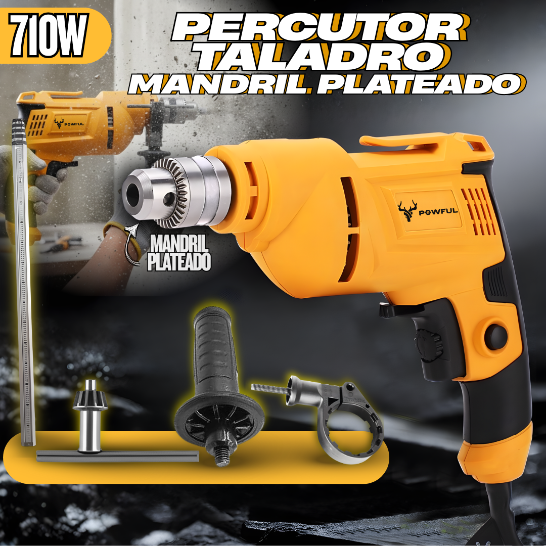 percutor taladro mandril plateado
