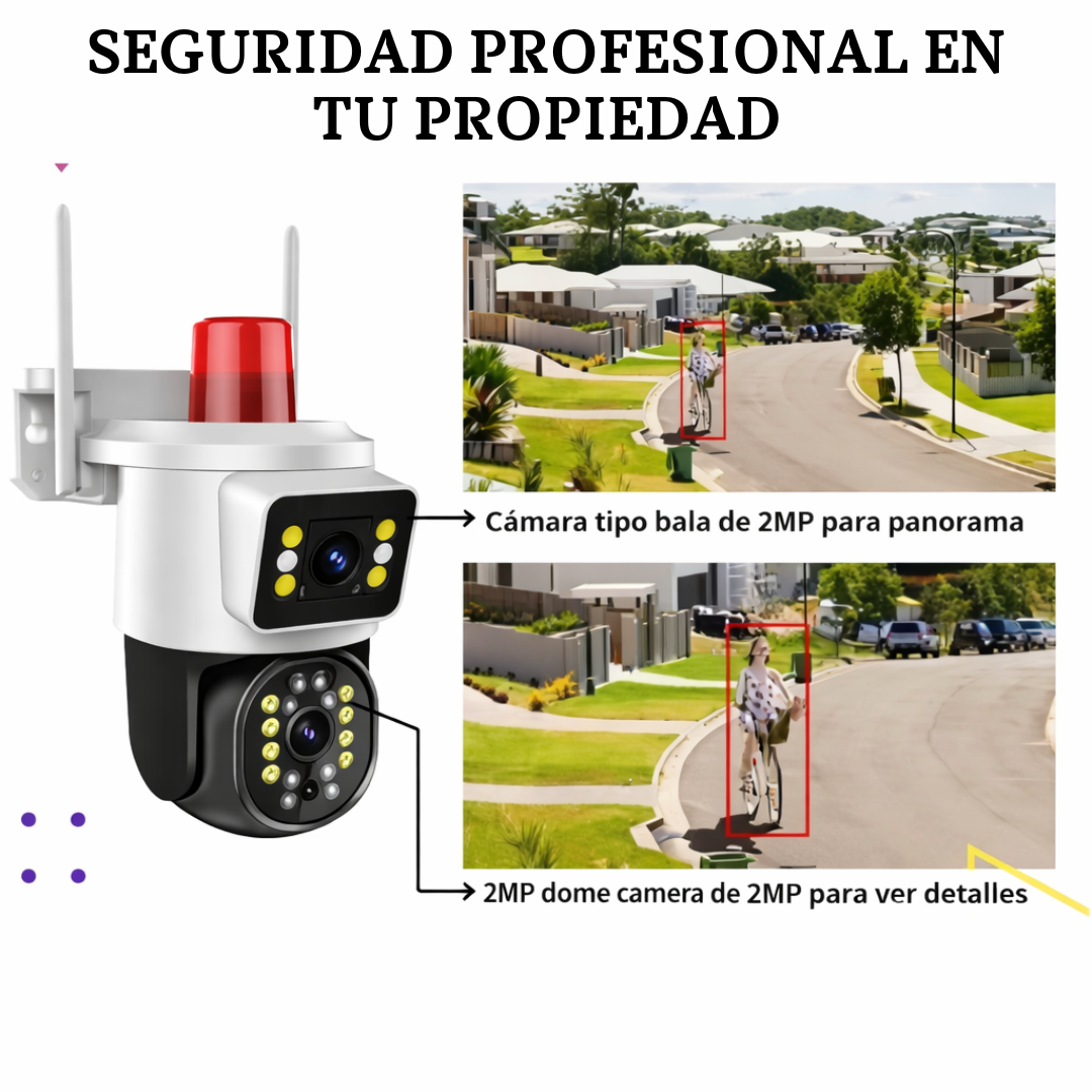 CAMARA DE SEGURIDAD WIFI 360° CON LUZ DE ALARMA + MONITOREO EN TIEMPO ...